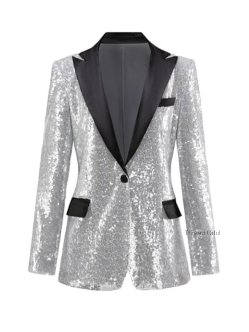 Sequin Blazer Suit Jacket Prom Party Notch Lapel Long Sleeve Open Front Women